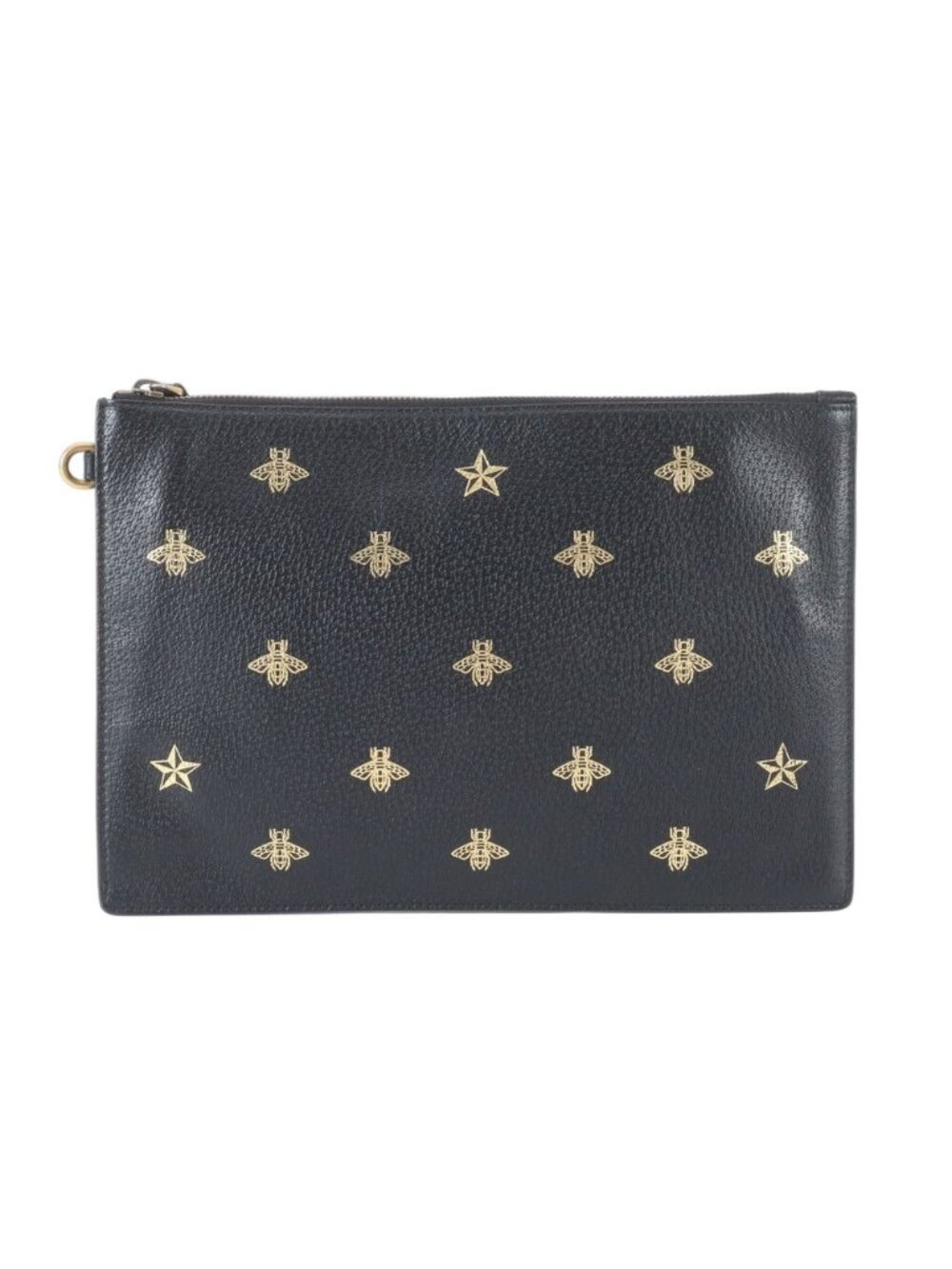 Gucci Bi Star Leather Clutch Pouch Business Black